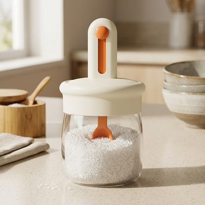 Adjustable glass sauce container
