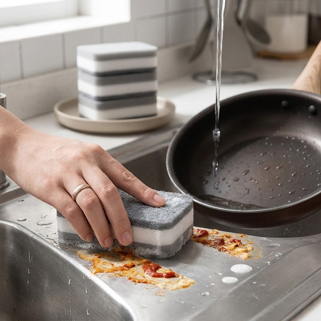 Three-layer cleaning sponge