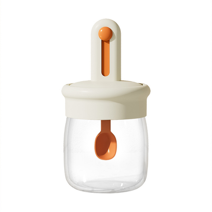 Adjustable glass sauce container