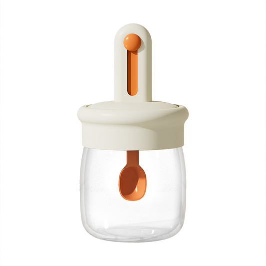 Adjustable glass sauce container