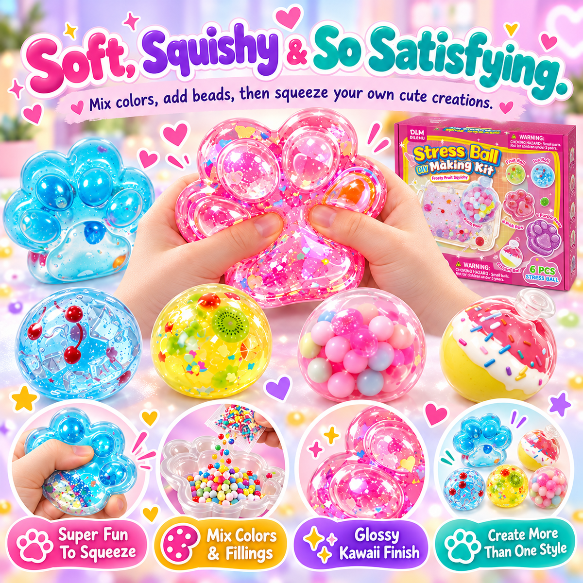 🎨 DIY Squishy Making Kit – Make Your Own Cute Stress Balls & Shapes